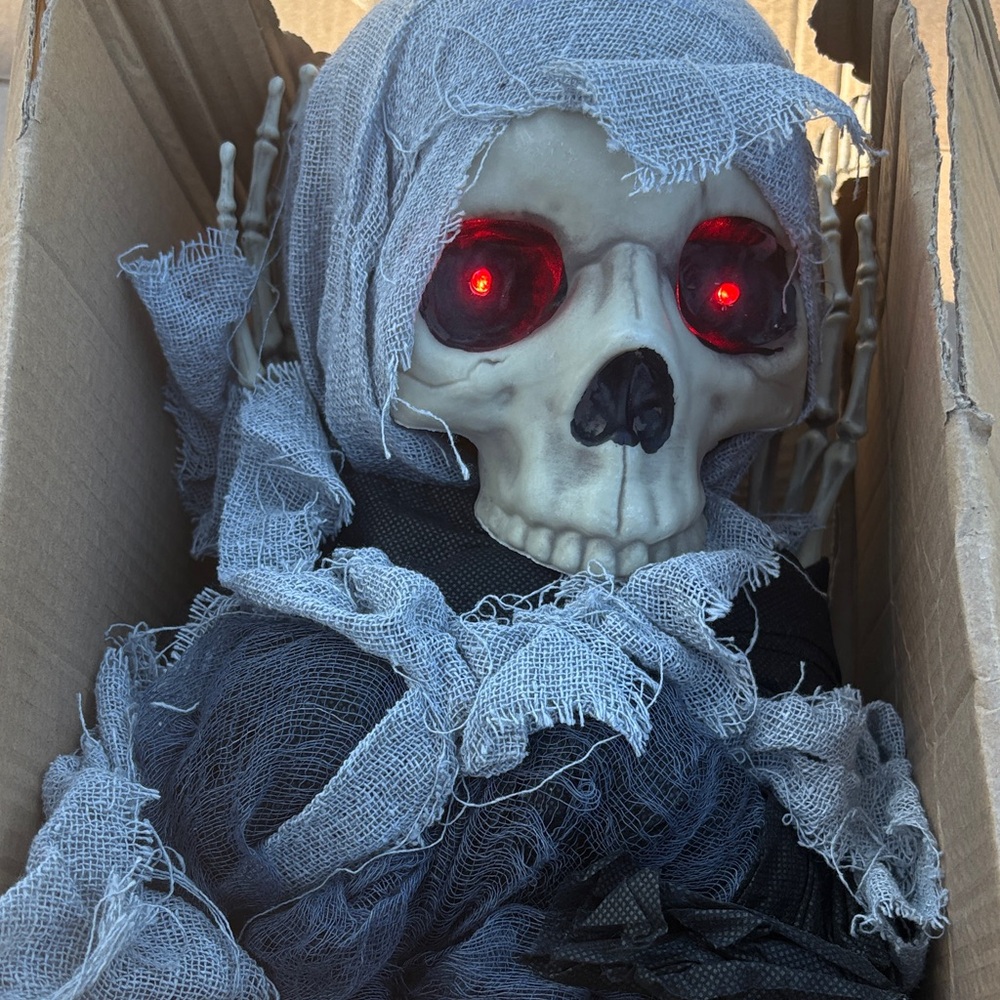 Spooky hanging Skeleton with sounds and light